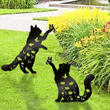 Bnesi Floral Long-Haired Cat Yard Decor Pet Grave Markers Metal Sign Silhouette Garden Ornament Pet Grave Markers Outdoor Cat Memorial Gift Flowerbed Decor (Lively)