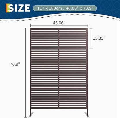 Garveelife Metal Privacy Screen 72" H×47" W for Outdoor Freestanding Decorative Privacy Wall Panels with Stand, Patio Balcony Screens for Outside Divider Deck Porch Garden, 1PC