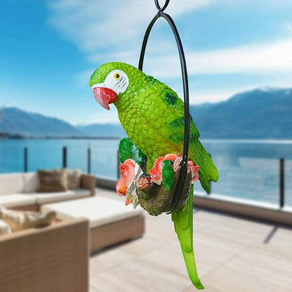 Parrot Decoration | Garden Sculpture Wall Decorations | Innovative Iron Ring Hanging Bird Statue-B