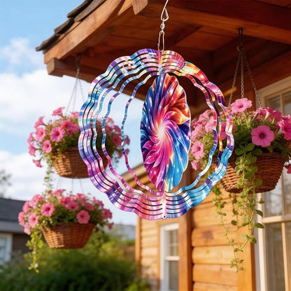 10x10 Rainbow Swirl Starburst Spinning Wind Chime Colorful Light Beam Crystal Chimes Outdoor Garden Wind Spinner Mother's Day Housewarming Gift