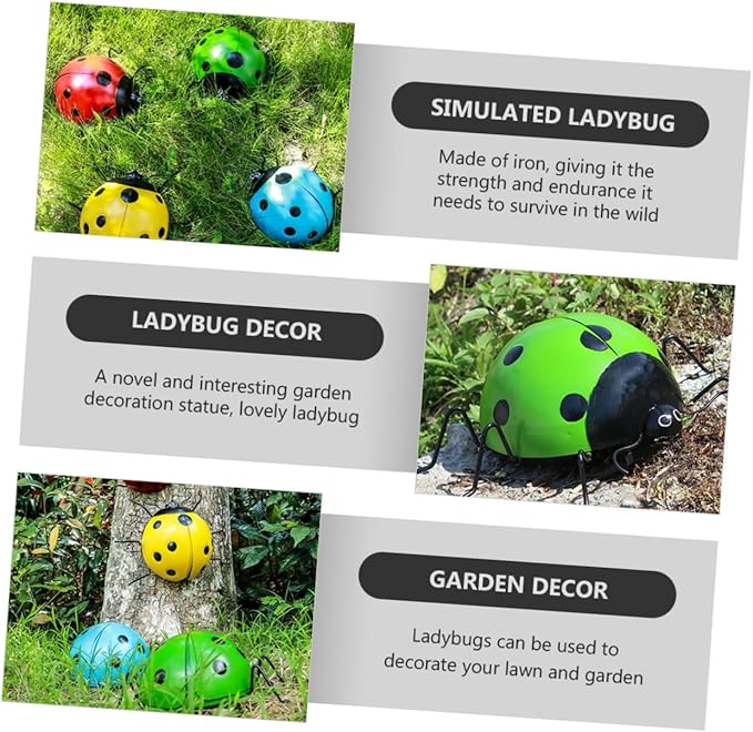 BESPORTBLE Simulated Ladybug Pendant Iron Garden Ornament Outdoor Decor Creative Hanging Artificial Ladybug Sculpture for Patio and Holiday
