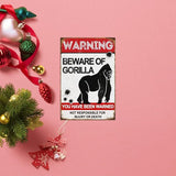 Funny Dark Humor Beware Warning Sign, No Soliciting Wall Decor, Beware of Gorilla, Yard Garden Plaque Outdoor for Home Fence 8 X 12 Inches