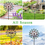 DREAMSOUL 13" Dia Vintage Wind Spinners Outdoor 360° Rotation Wind Spinner with 5 Prongs Stake, Metal Kinetic Windmill for Yard Garden Decor