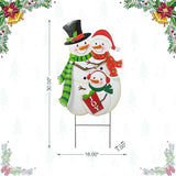 Glitzhome 30" H Metal Christmas Snowman Family Yard Sign with Stake, Xmas Decorative Standing Wall Hanging Decoration for Garden Home Lawn Pathway Walkway