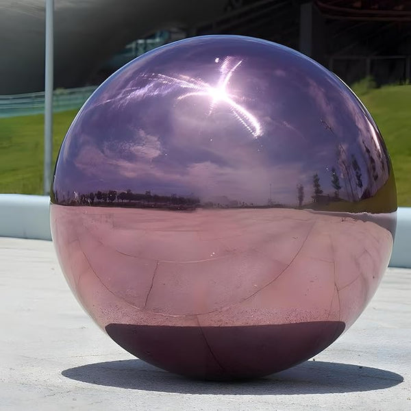 Stainless Steel Gazing Globe Mirror Ball, Decorative Gazing Balls for Garden, Reflective Smooth Garden Ball Sphere for Outdoor Yard Decoration (Purple, Dia: 8 inch)