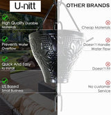 U-nitt Rain Chain Water Collection for Gutters Rainwater Catcher & Diverter, 8.5 FT Chains for Outside Garden, Sunflower Cups, Roof Downspout, Works with Heavy Rain, w/Gutter Clip for Rainchains