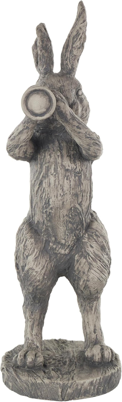 Deco 79 Polystone Rabbit Textured Sculpture with Telescope, 8" x 12" x 22", Gray