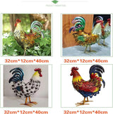 Metal Rooster Decor， Chicken Animal Yard Art Lawn Ornament Figurines Artwork for Outdoor, Patio,Backyard and Home Kitchen Decoration (Blue)