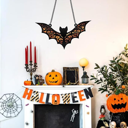 Bat Suncatcher Bat Stained Glass Window Hanging Halloween Decorations Indoor Wall Decor Living Room Birthday Party Favors Gifts for Women, 6.3 Inch