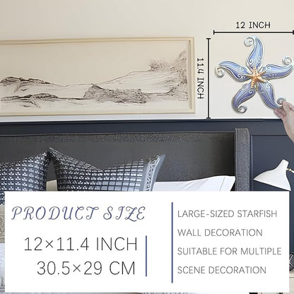POXOHO Starfish Nautical Bathroom Decor, Starfish Coastal Wall Decor Art for Bedroom House Home, 12" Hanging Glass Sculpture, Beach Wall Art Ocean Gifts for Women & Men (Purple)