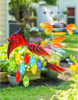 Evergreen Flag Beautiful Cardinal Glass and Metal Icon Wind Chime - 16 x 1 x 19 Inches Homegoods and Decorations for Every Space