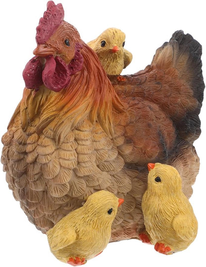 Realistic Resin Hen Statue Garden Ornament Small Chicken Sculpture for Outdoor Lawn Patio Balcony Decoration