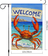 Welcome Crab Garden Flag 12x18 Inch Vertical Double Sided Small Burlap Patio Lawn Holiday Yard Outdoor Decor Outside Decorations