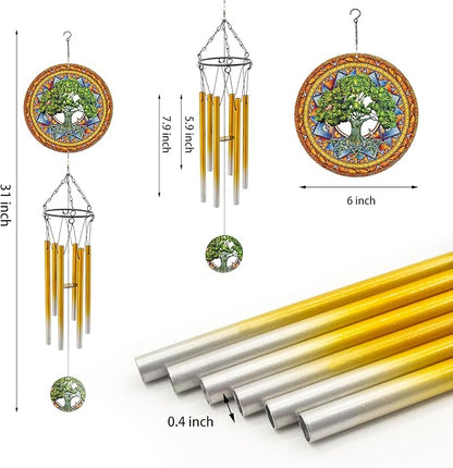 Wind Chimes with Tree of Life Wind Spinner, Gifts for Men, Women, Retirement, Teacher, Parents - Outdoor Hanging Decor Clearance for Garden, Patio, Backyard Or Porch
