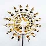 Unique and Magical Metal Windmill, 2Pcs Wind Spinners, 3D Wind Powered Kinetic Sculpture, Stainless Steel Wind Spinners, Wind Mill for Yard and Garden (2PCS-Golden)