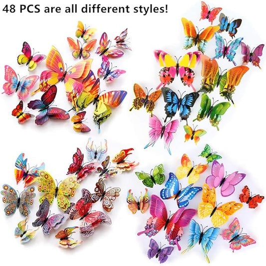 FENELY Butterfly Garden Decor Stakes,Double Wing Waterproof 3D Garden Ornaments Outdoor Decorations for Patio Lawn Yard PVC Gardening Art Christmas Whimsical Gifts