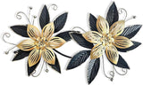 LIFFY Black Wall Decor,15" 3D Multi-layer Metal Flowers Wall Decor, Rustic Modern Floral Sculpture for Indoor Kitchen Bedroom Living Room Office Outdoor Garden Patio