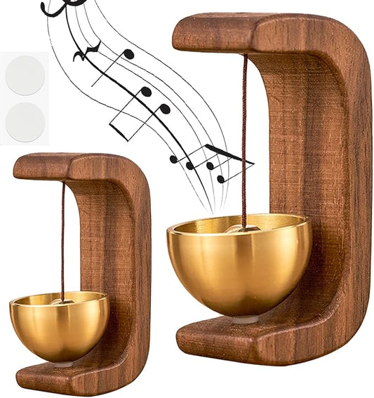 2Pack Magnetic Door Chime, Wooden Wind Chime Bells for Door Opening, Wireless Adhesive Entry Alert with Soft Chime for Home, Office, Pet Doors