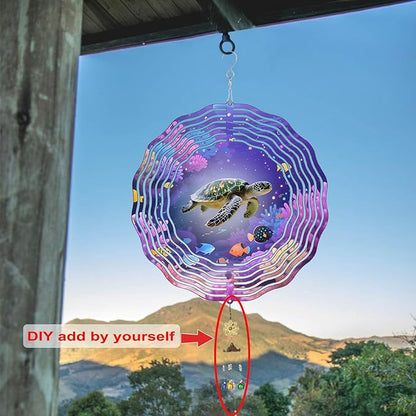 10 Inch Sea Turtle Wind Spinner, 3D Stainless Steel Ocean Hanging Kinetic Wind Sculpture Gifts for Women Garden Decor Yard Art Window Porch Lawn Balcony Indoor Outdoor Decoration