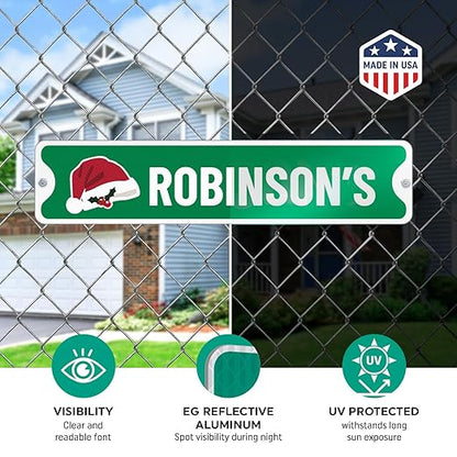 SmartSign Custom Christmas Decoration Sign - 4" x 18" Holiday Decor Design with Custom Clipart, Personalized Metal Street Sign, 40 mil Laminated Aluminum, Choose Color/Background, USA-Made