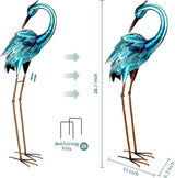 chisheen Crane Garden Statues, Metal Garden Crane Outdoor, Blue Heron Sculpture Metal Yard Art, Large Heron Decoy, Bird Statues, Lawn Ornaments for Backyard Pond Patio Porch Outside Decorations