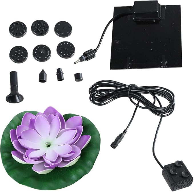 Solar Garden Fountain Water Lilies Designs Outdoor Bird Bath Accessories Suitable for Patios and Fish Pond Fish Pond Accessories