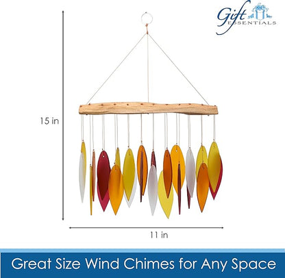 Blue Handworks Desert Sands Glass Chime, Sandblasted Glass and Found Wood Handcrafted Wind Chime