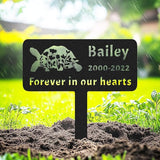 Custom Turtle Memorial Stake Grave Marker, Personalized Pet TortoiseTurtle Memorial Grave Marker Metal Garden Stake, Customized Outdoor Animal Turtle Grave Marker Rememberance Yard Stake