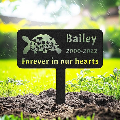 Custom Turtle Memorial Stake Grave Marker, Personalized Pet TortoiseTurtle Memorial Grave Marker Metal Garden Stake, Customized Outdoor Animal Turtle Grave Marker Rememberance Yard Stake