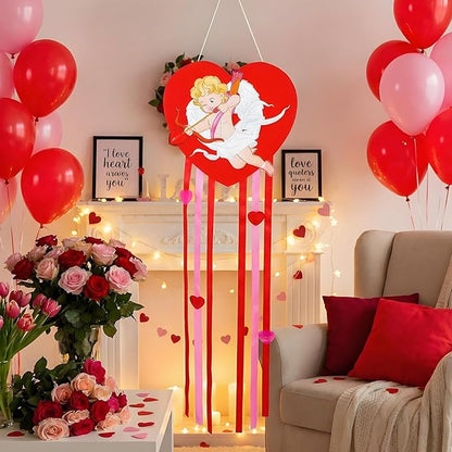 Soulchen Valentine's Day Heart Windsock for Outside 40'' Cupid Windsocks for Valentine's Day Decorations Hanging Cupid for Farmhouse Garden Home Yard Decor