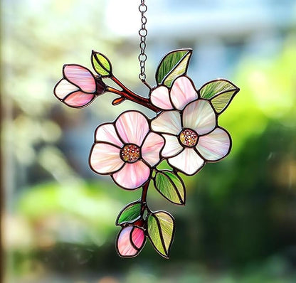 Sakura Blossom Flower Handmade Resin Suncatchers, Artisan Sun Catcher, Stained Glass Effect, Flower Suncatchers for Window Hanging, Garden Decor, Gift for Mother's Day Mom Women Grandma Wife