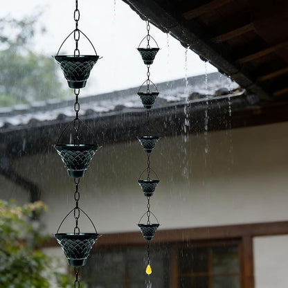 Easyly Install Rain Chain Antique Bronze Decorative Hanging Gutter for Home Commercial and Gardens Drainage Easyly Install Decorative