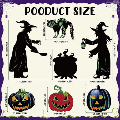 7 PCS Halloween Pumpkin Witch Yard Signs,Witch Outdoor Scary Decor for Halloween Party Holiday Indoor Outdoor Garden Lawn Yard Decorations