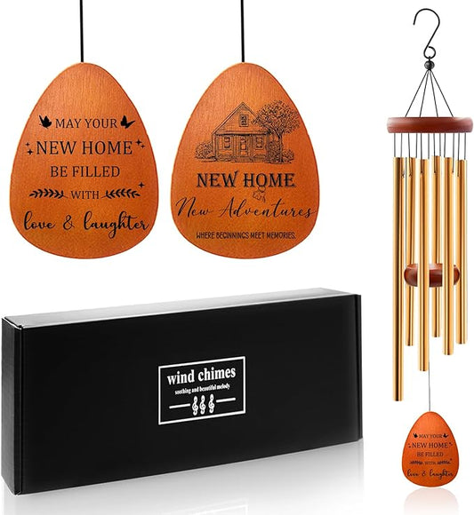 Housewarming Gifts New Home Chimes - House Warming Gifts for Women, House Warming Gift Wind Chimes, Wind Chime for Housewarming New Home, New Apartment Gift Ideas, Windchimes for Outside, 25.5"