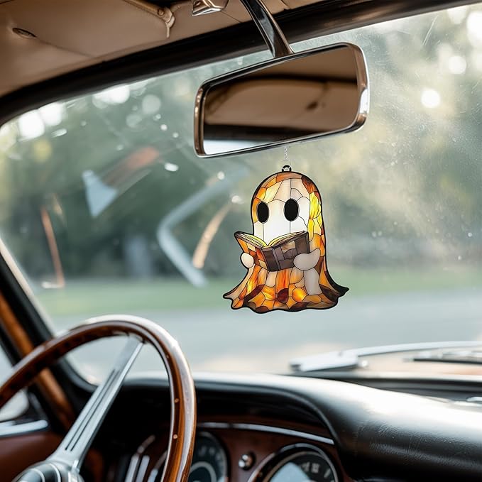 Spooky Cute Ghost Acrylic Suncatcher, Boho Suncatchers for Window Hanging Ornament, Stained Glass Effect Indoor Outdoor Garden Decor for Mother's Day, Mom, Grandma, Wife, Women