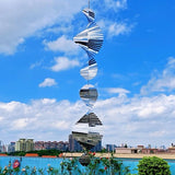 Hanging Wind Spinners,3D Spiral Highly Reflective Stainless Steel Metal Wind Spinner Outdoor Garden Decor,Bird Devices Deterrent to Scare Away Yard Birds12in 2Pcs