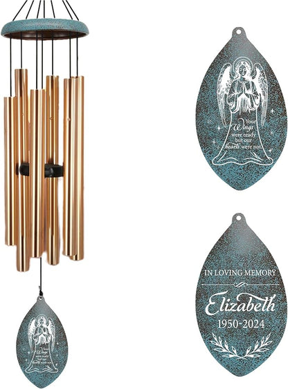 ASTARIN Personalized Name 35" Memorial Wind Chimes for Outside, Metal Sympathy Gifts for Loss of Mother Father Loved One, Bereavement Wind Chime in Memory Gift, Decor Garden Patio,Produced in USA