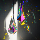 H&D HYALINE & DORA 4.7" AB Coating Crystal Horns Prisms Suncatchers for Windows,Set of 2 Rainbow Maker Hanging Prisms for Wedding Party Christmas Tree Garlands Decoration