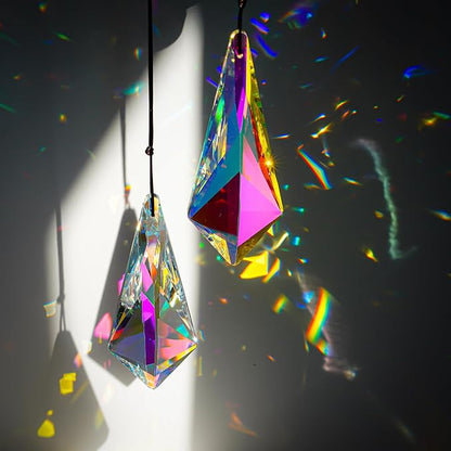 H&D HYALINE & DORA 4.7" AB Coating Crystal Horns Prisms Suncatchers for Windows,Set of 2 Rainbow Maker Hanging Prisms for Wedding Party Christmas Tree Garlands Decoration