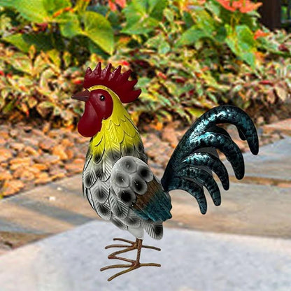 Outdoor Garden Statue Lawn Ornament Lawn Accent Sturdy Decor Artwork Yard Sculpture Animal Figurine for Farm Home, White Blue Yellow