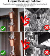 Hanging Rain Chains for Roof Gutter, Copper Rain Collector Cups Outdoor Decor, 100cm to 500cm Long Rain Drain Link Eavestrough Diverter,2.6m (8.5ft)