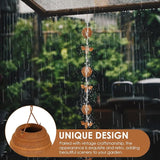 Gutter Chain, Rain Chain for Gutter, Downspout Decorative Metal Rain Catcher Diverter with Hook for Outside Windowsill Garden Patio Courtyard (Gold)