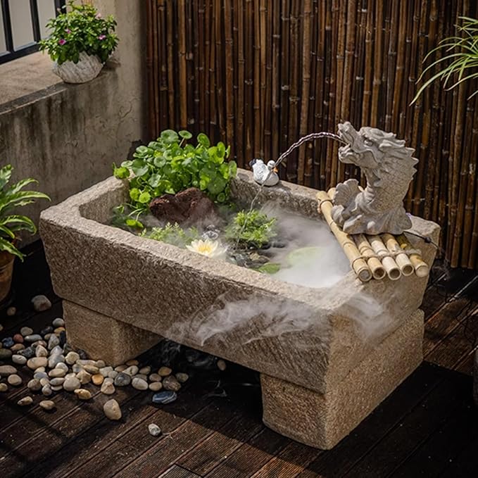 Animal Pond Spitters, Animal Pond Fountains, Spitters for Small Ponds, Funny Garden Statues, Dragon-Shaped Ponds Ornaments, for Balcony, Courtyard and Home