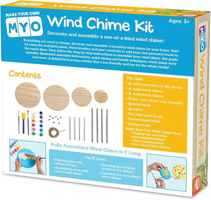 MindWare Make Your Own Wind Chime Craft Kit – Makes 1 Wind Chime, Includes 13 Paint Colors, 3 Brushes and Instructions