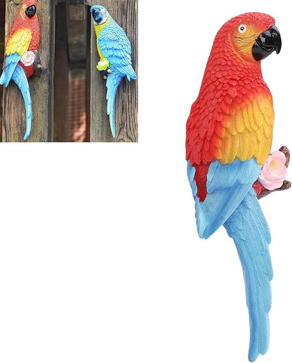 Fdit Vibrant Sculpture, Carving Weather Proof Figurine Lightweight Garden Statue with Vibrancy for Outdoor Indoor Decoration (Left Red)