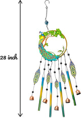 Peacock Dream Catchers Windchimes with Copper Bells 28" Peacock Wind Chimes for Outside Compose‌ Zen Atmosphere Suitable for Outdoor, Garden, Unique Peacock Home Decor Ideal Gift