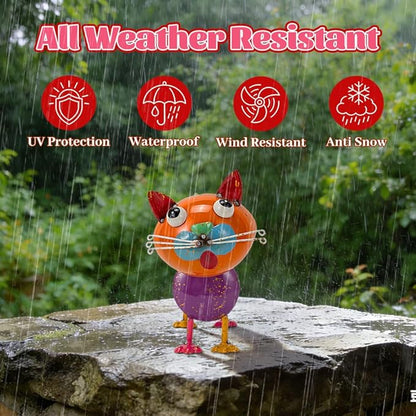 Yard Decorations Outdoor Metal Cat Statue Animal Sculptures Garden Decor for Outside, Weatherproof Yard Art Statues for Patio Porch Lawn Cat Gifts