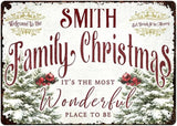 Welcome to The Family Christmas Metal Sign, Personalized Family Metal Sign, Customized Christmas Garden Signs for Families, Families Outdoor Signs on Xmas, Holiday Xmas Gifts