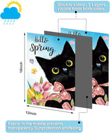 Seasonal Garden Flags Set of 11 Double Sided 12 x 18 Inch Cute Black Cat Yard Flags, Small Flags for Outside, Spring 4th of July Easter Outdoor Flags, Holiday Garden Flags for All Seasons