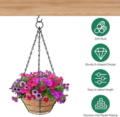 Metal Hanging Chain, 236 Inch Black Chains for Plants Metal Wire Hanging Chains with Hooks for Bird Feeders, Wind Chimes, Ornaments, Lanterns